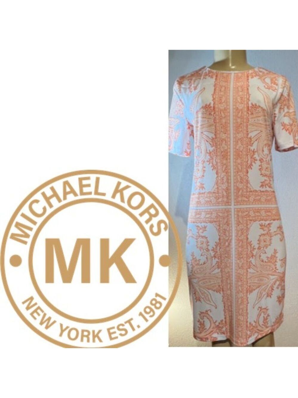 NWT $110 MICHAEL KORS 'Nectarine' Short Sleeve Dress Size S